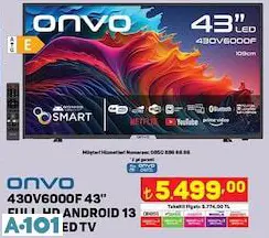 ONVO 43 FULL HD ANDROİD SMART LED TV AKILLI TELEVİZYON